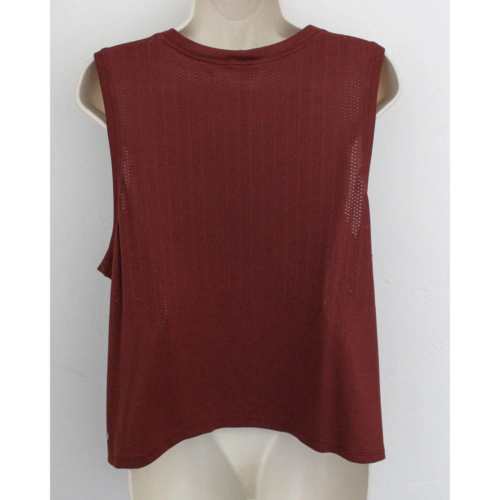 Lululemon Tank Top Womens 12 Red Rust‎ Mesh Crop Train To Be Running Pullover